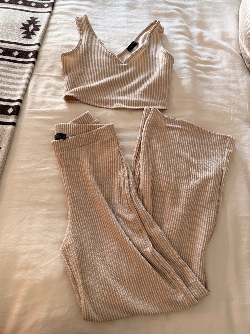 Women's Knit Cropped Tank Top in Beige